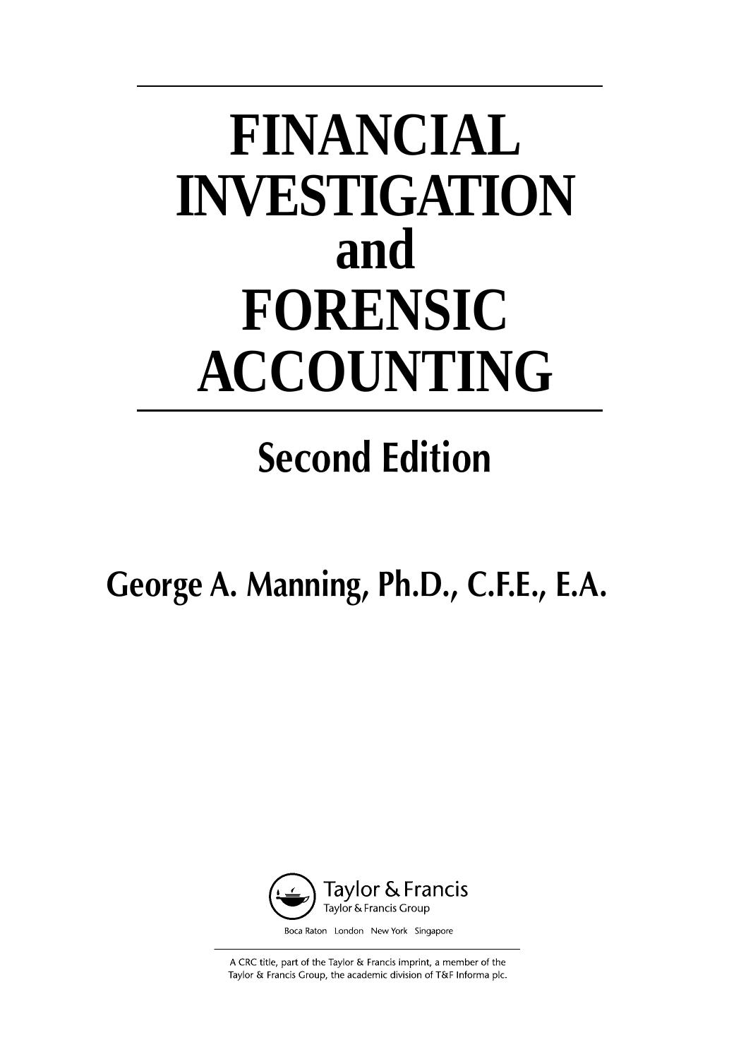 CRC Press Financial Investigation and Forensic Accounting 2nd by Unknown