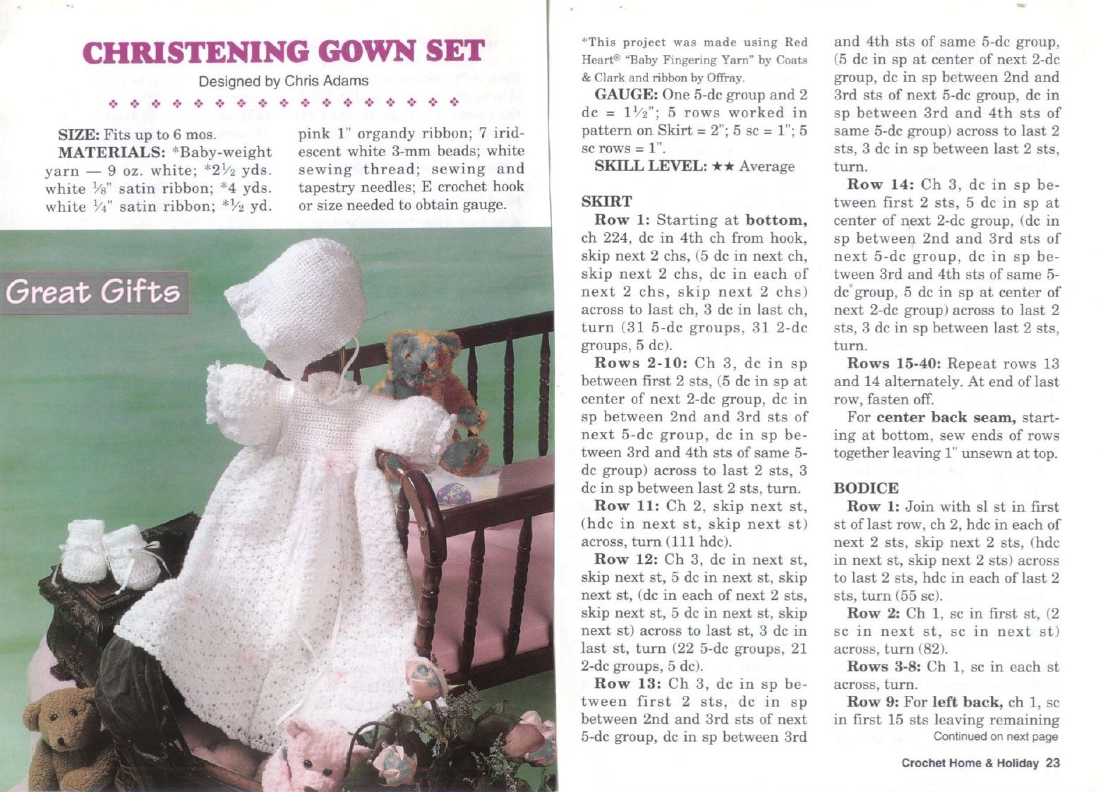 CROCHET - Chris Adams by Christening gown set