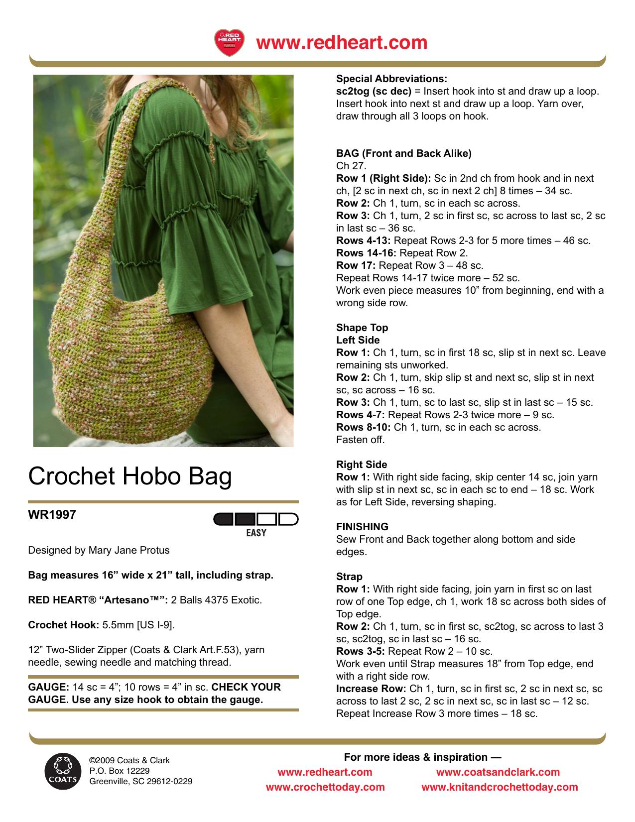 CROCHET - Mary Jane Protus by Crochet Hobo Bag