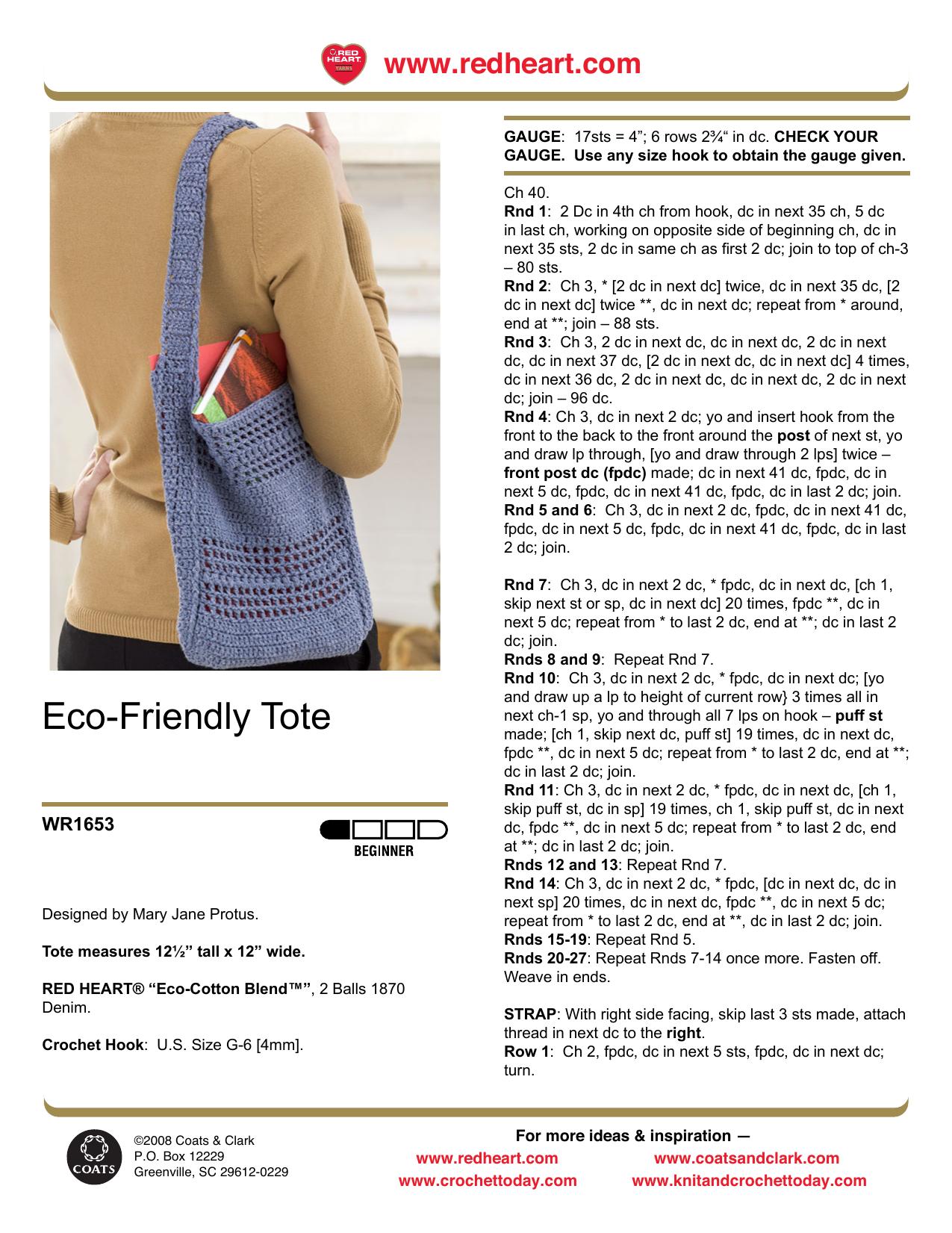 CROCHET - Mary Jane Protus by Eco-Friendly Tote