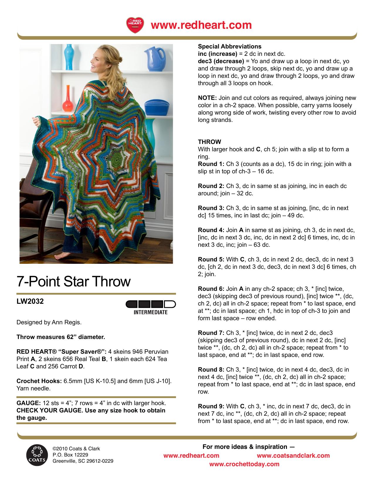CROCHET by 7-Point Star Throw