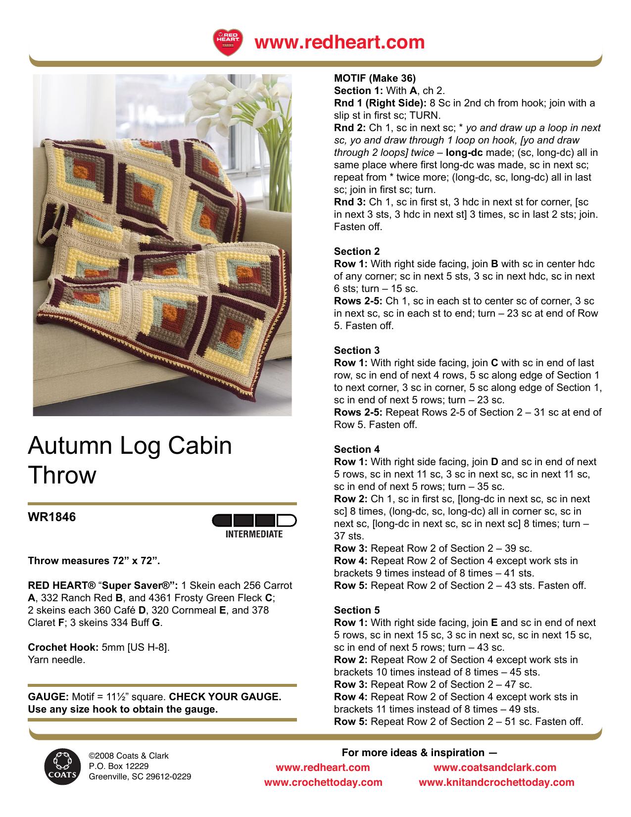 CROCHET by Autumn Log Cabin Throw