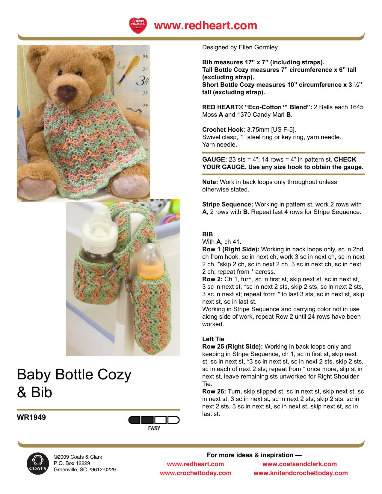 CROCHET by Baby Bottle Cozy & Bib