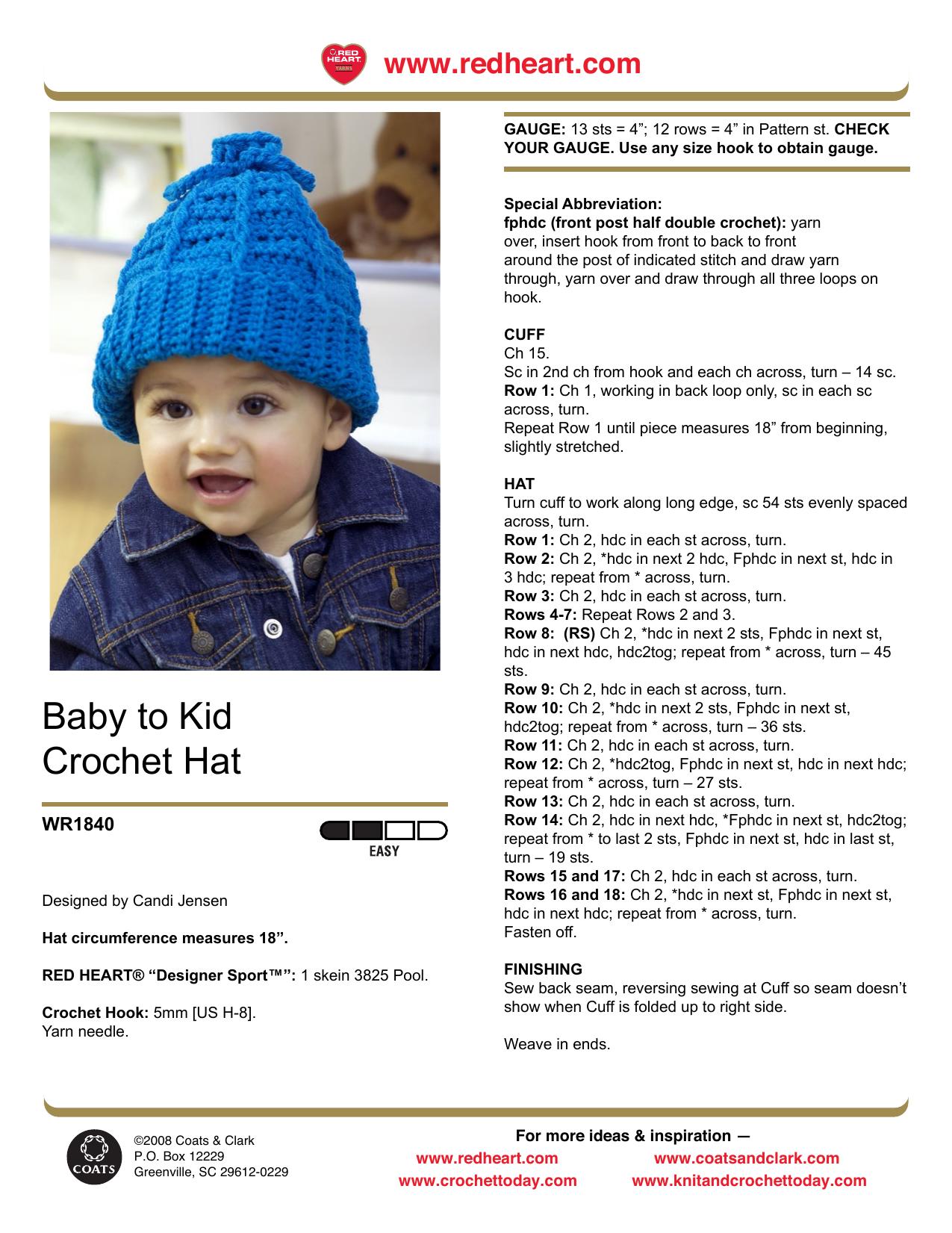 CROCHET by Baby to Kid Crochet Hat