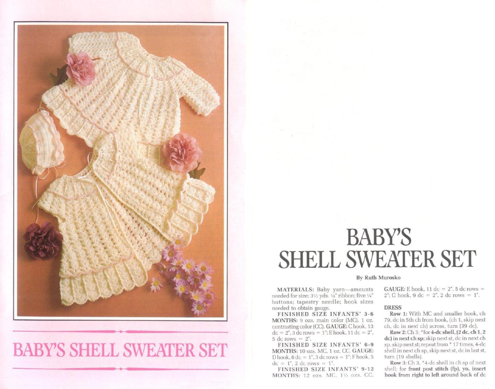 CROCHET by Baby's shell sweater set
