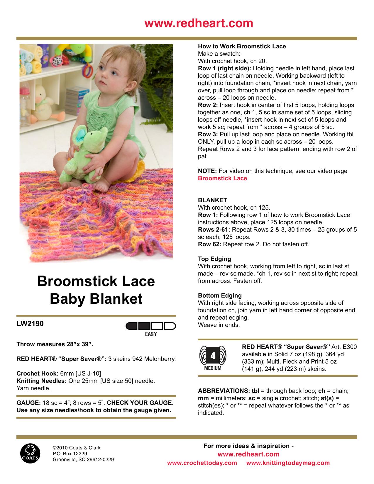 CROCHET by Broomstick Lace Baby Blanket