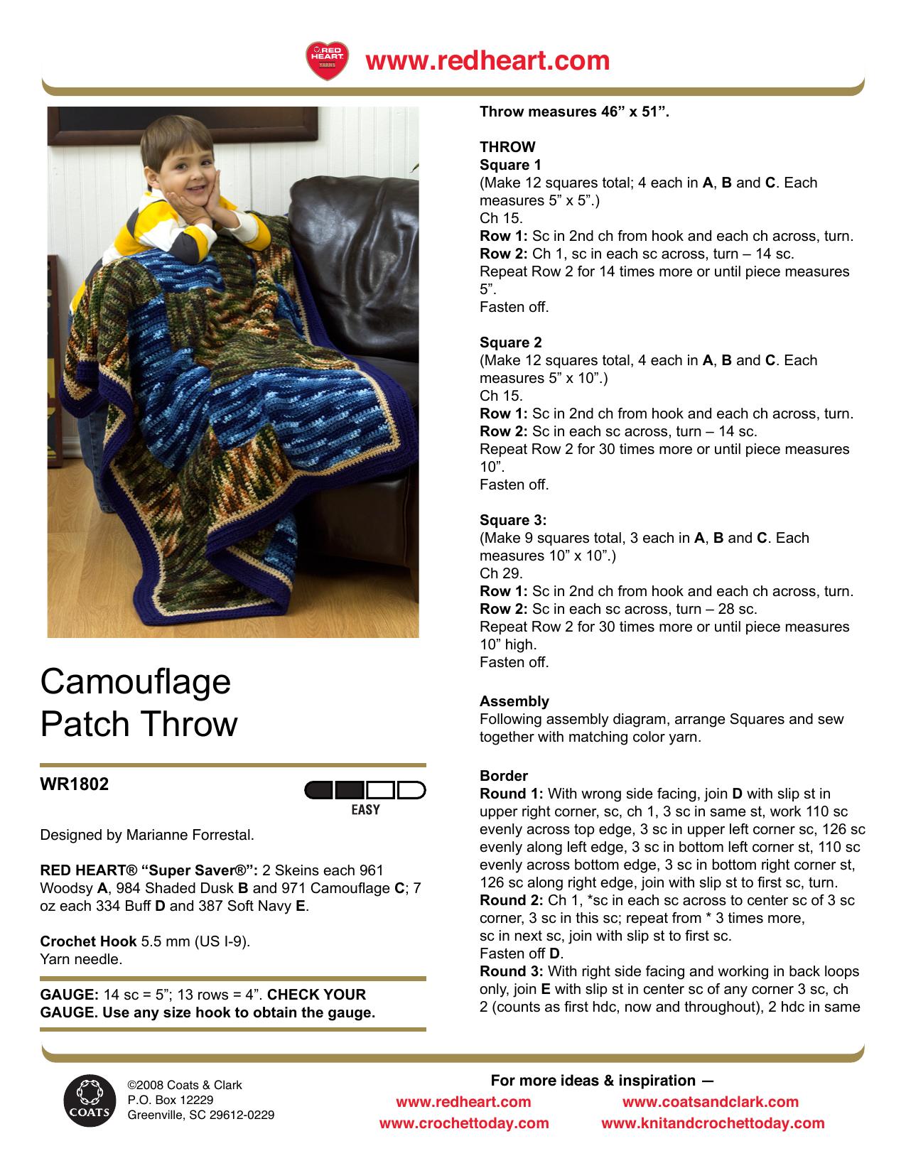 CROCHET by Camouflage Patch Throw