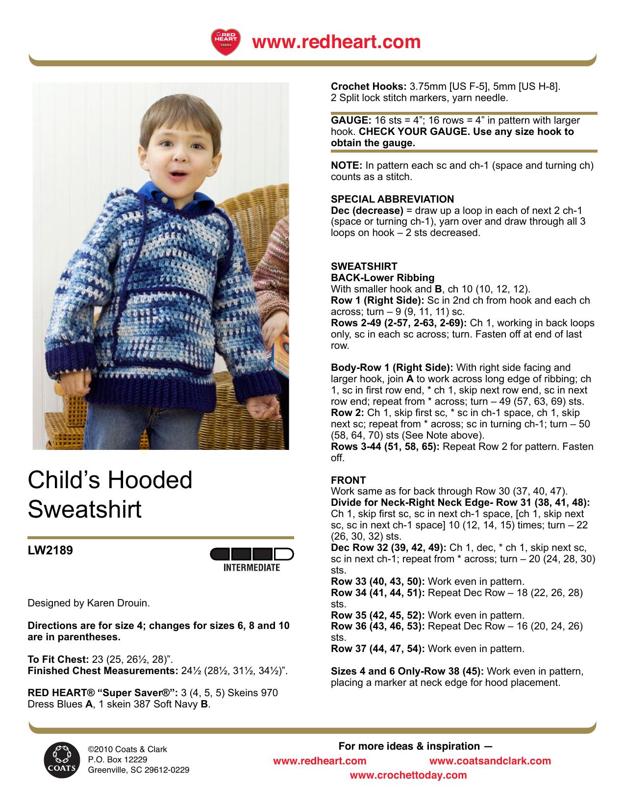 CROCHET by Child's Hooded Sweatshirt