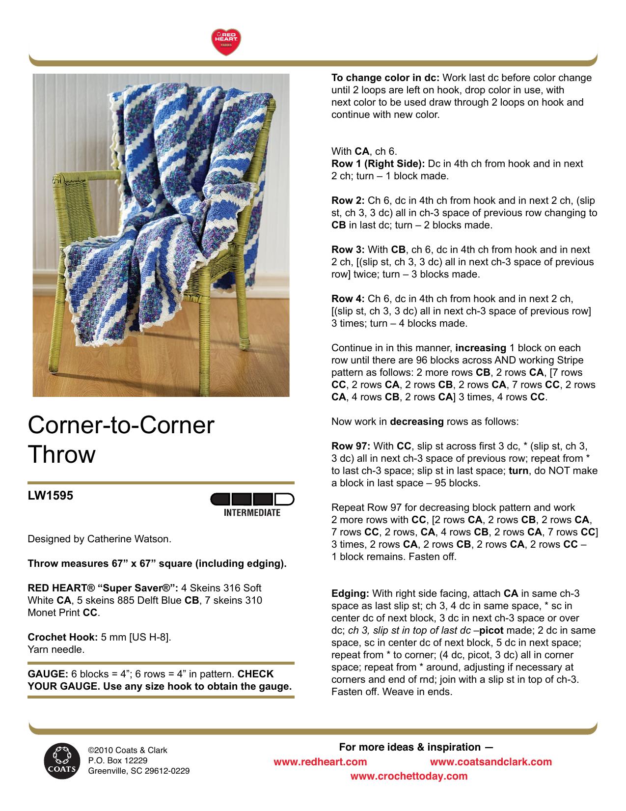 CROCHET by Corner-to-Corner Throw