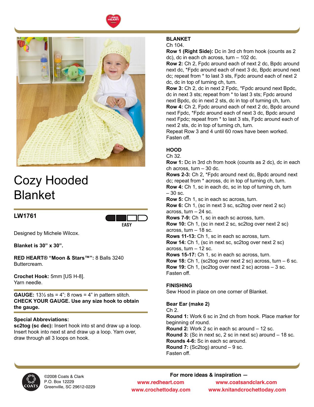 CROCHET by Cozy Hooded Baby Blanket