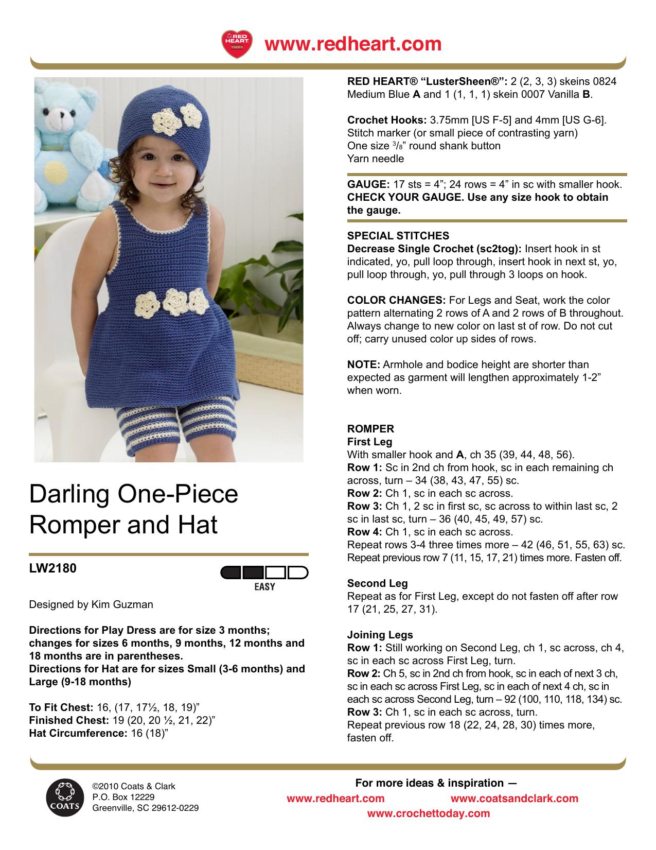 CROCHET by Darling One-Piece Romper & Hat