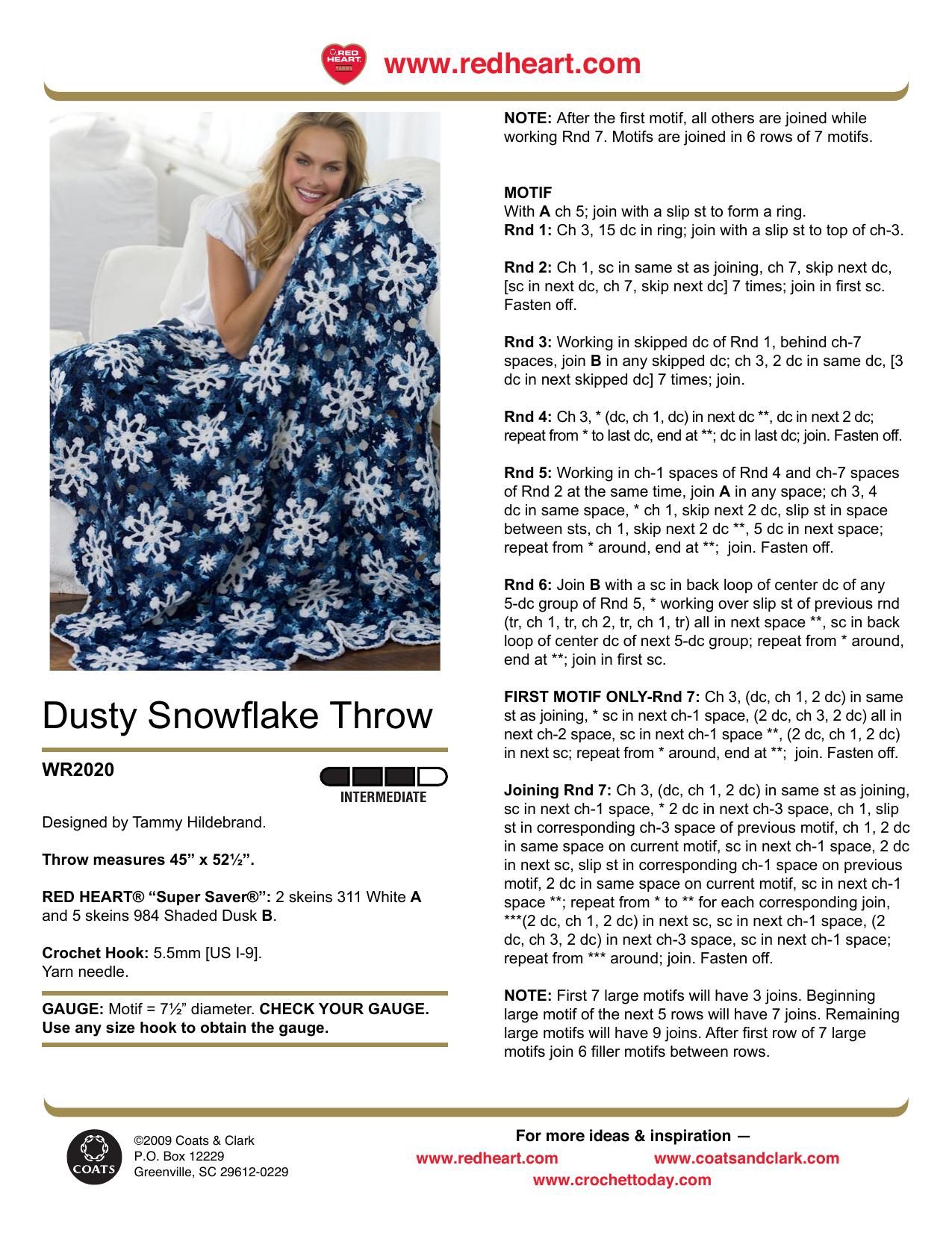 CROCHET by Dusty Snowflake Throw