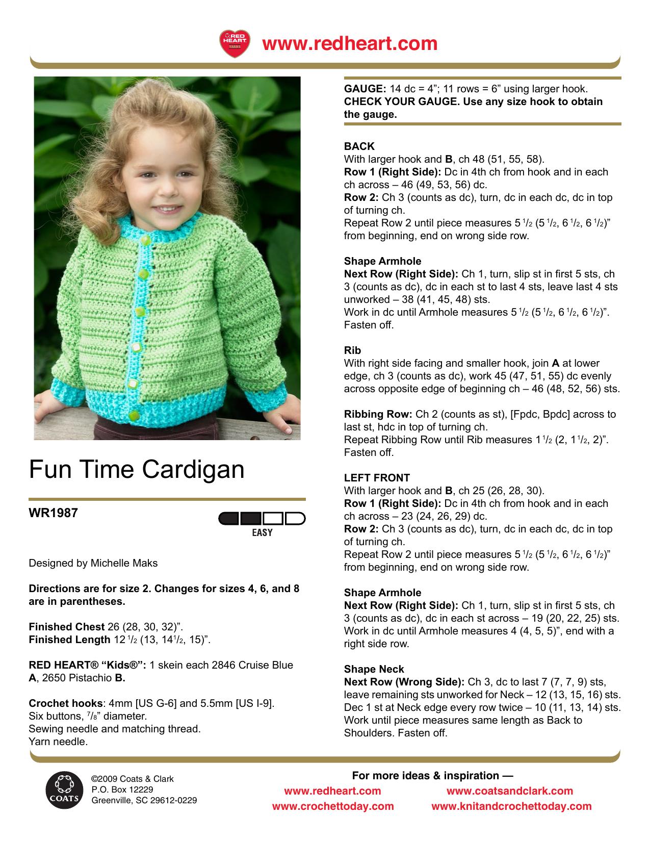 CROCHET by Fun Time Cardigan (toddler)