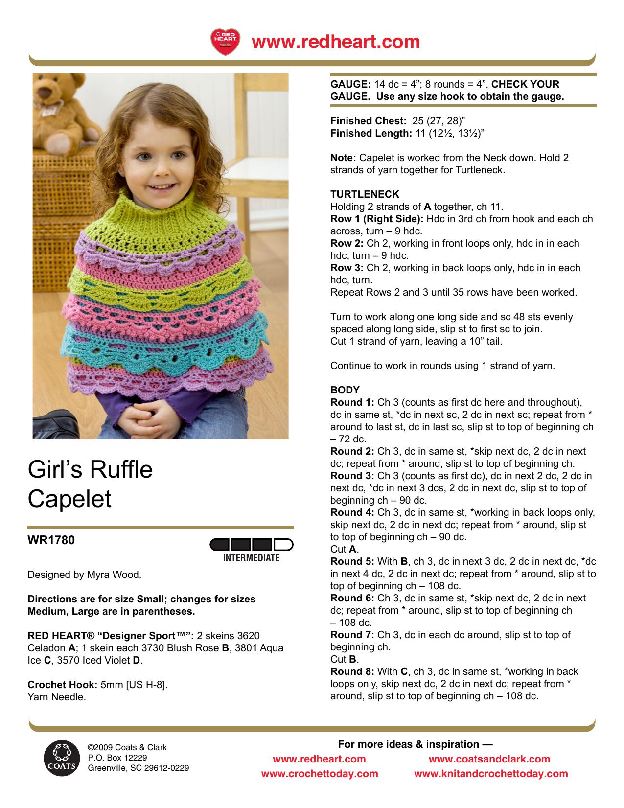 CROCHET by Girl's Ruffle Capelet