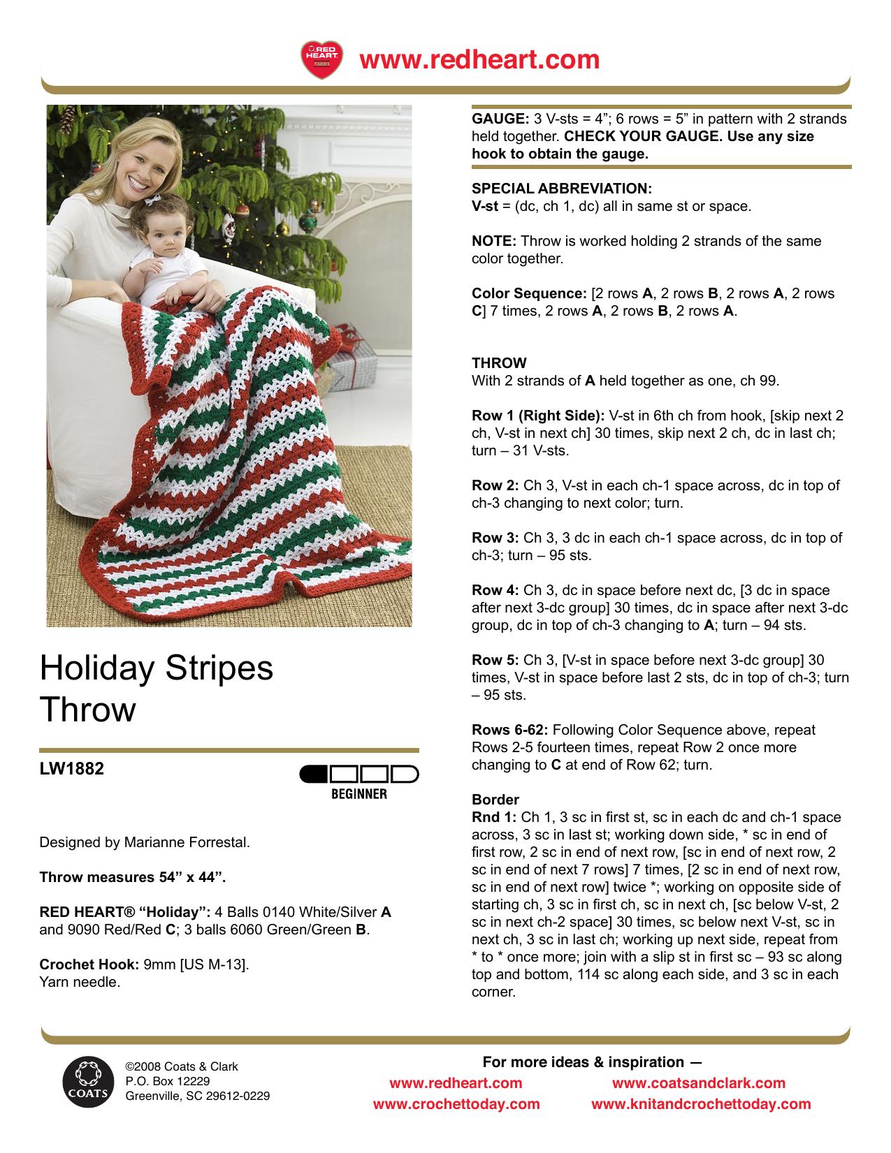CROCHET by Holiday Stripes Throw