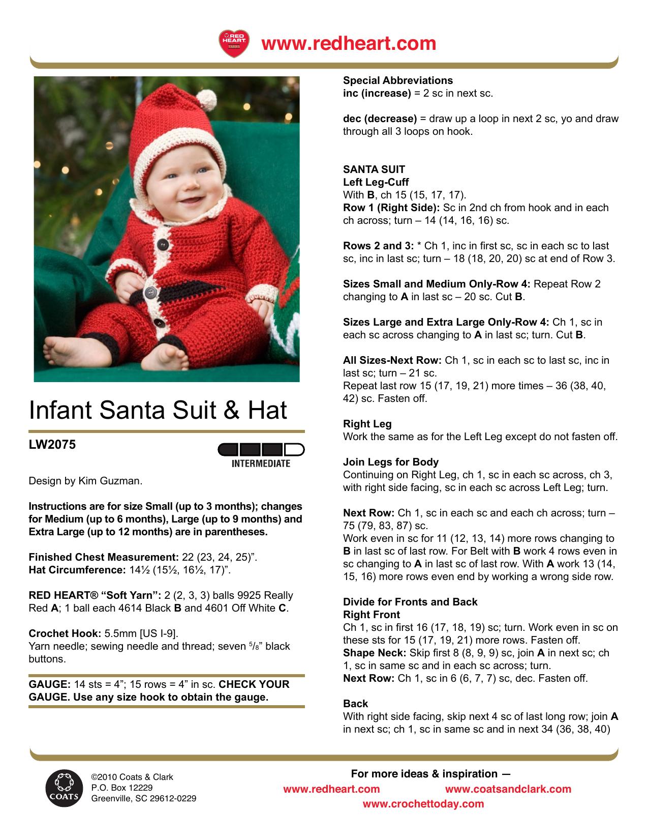 CROCHET by Infant Santa Suit & Hat