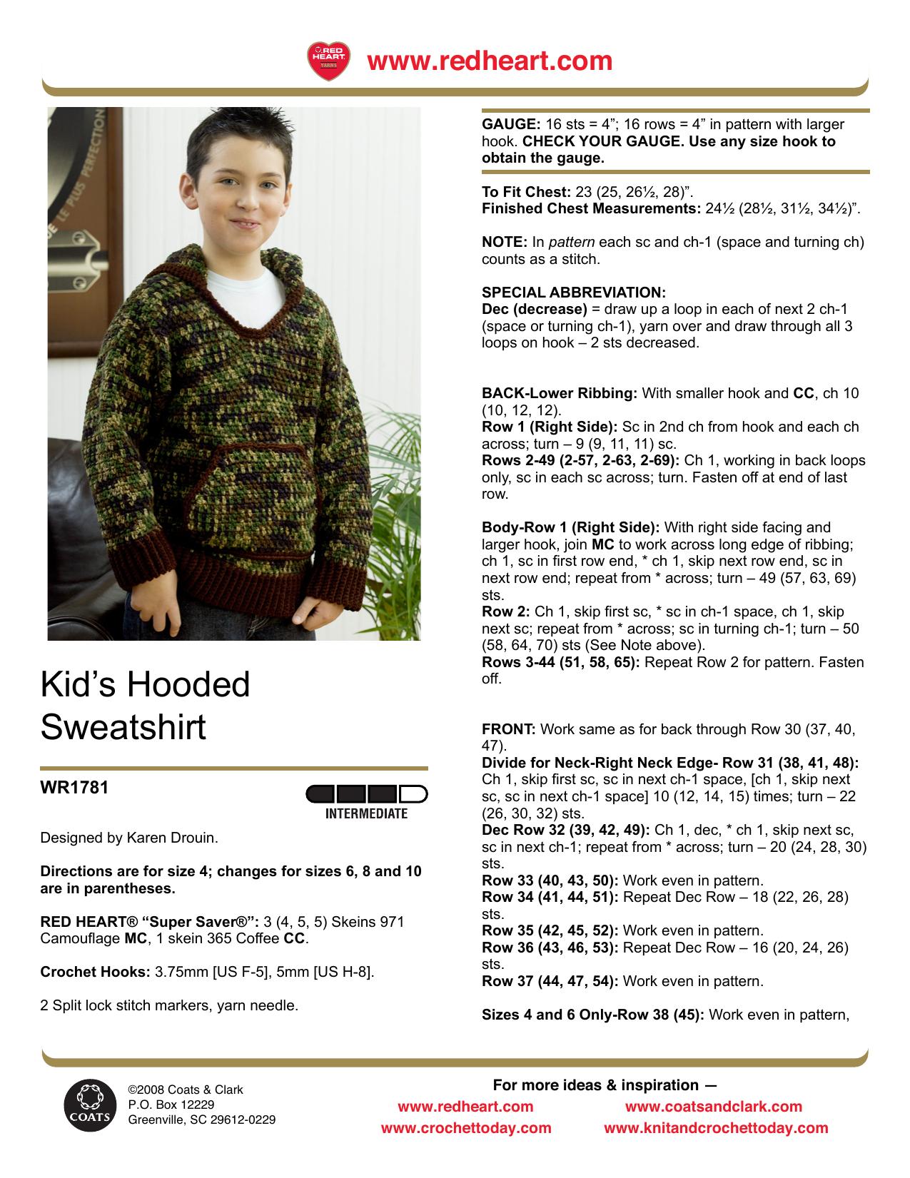 CROCHET by Kid's Hooded Sweatshirt