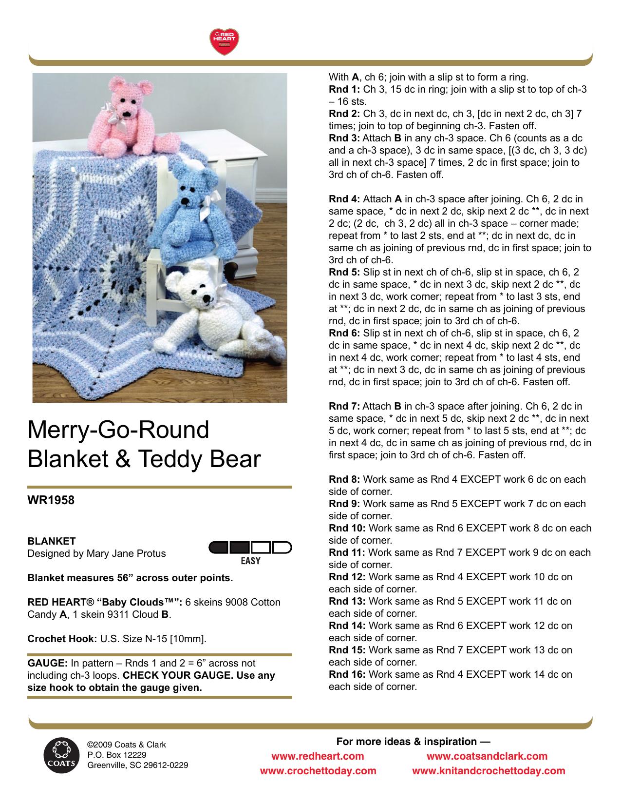 CROCHET by Merry-Go-Round Blanket & Teddy Bear