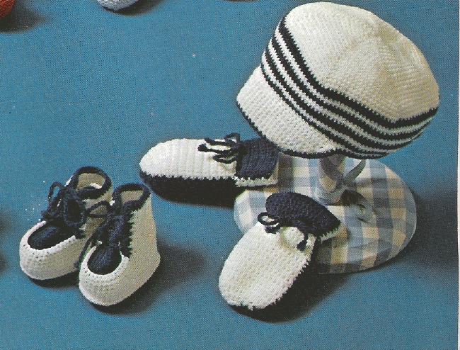 CROCHET by Naby and White Set (Boy's Cap and Booties)