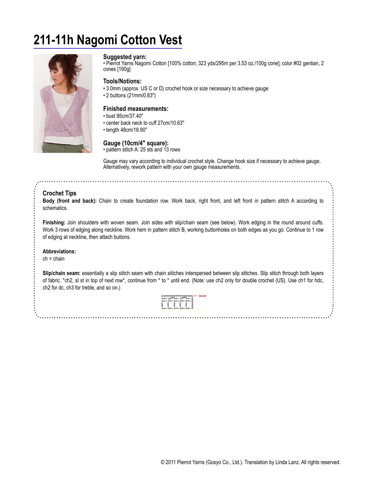 CROCHET by Nagomi Cotton Vest (Pierrot)