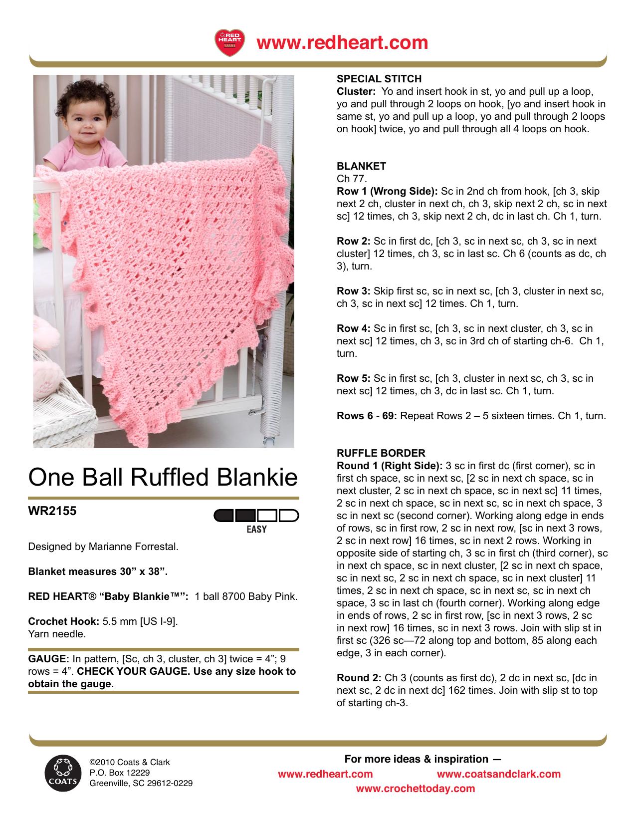 CROCHET by One Ball Ruffled Blankie