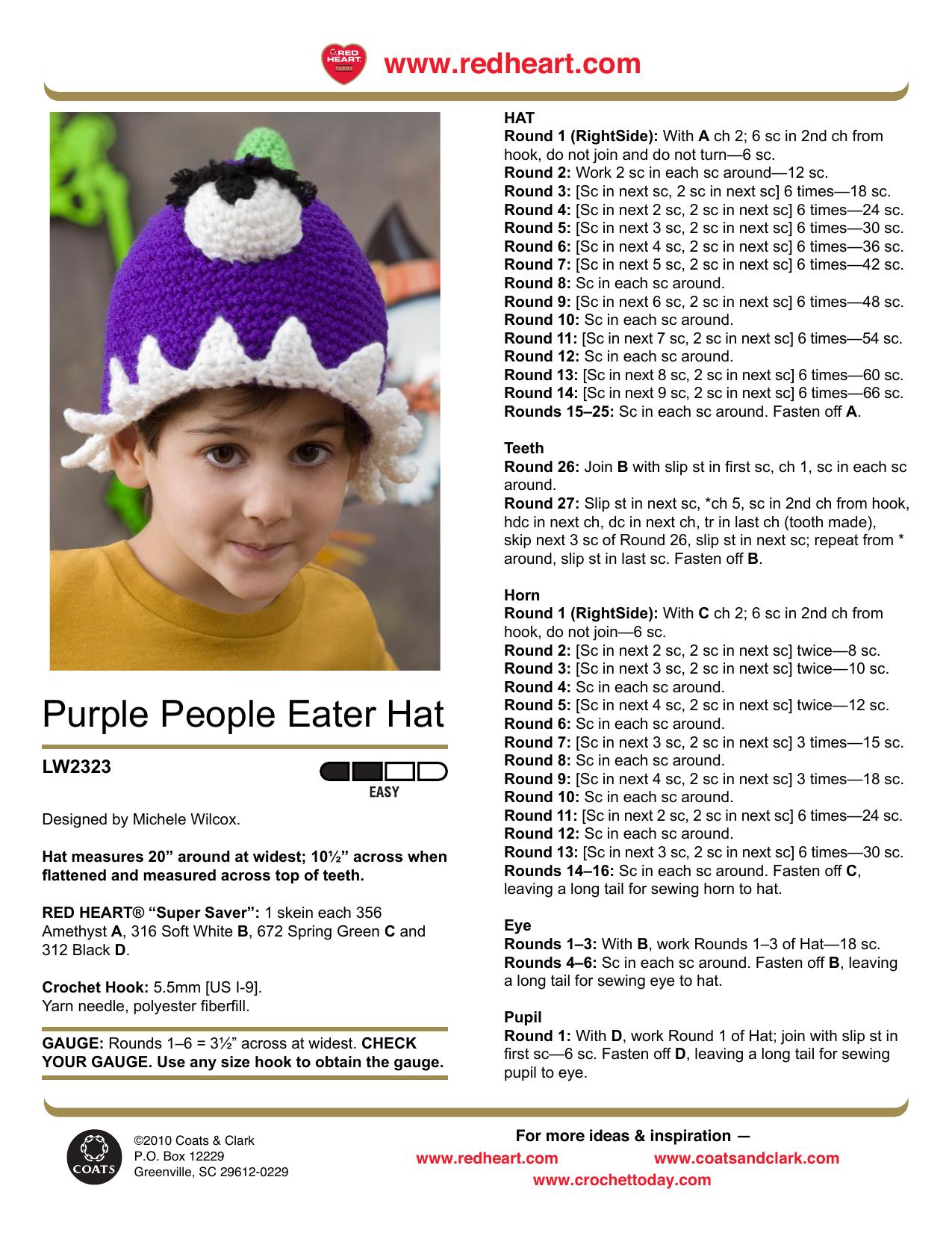 CROCHET by Purple People Eater Hat