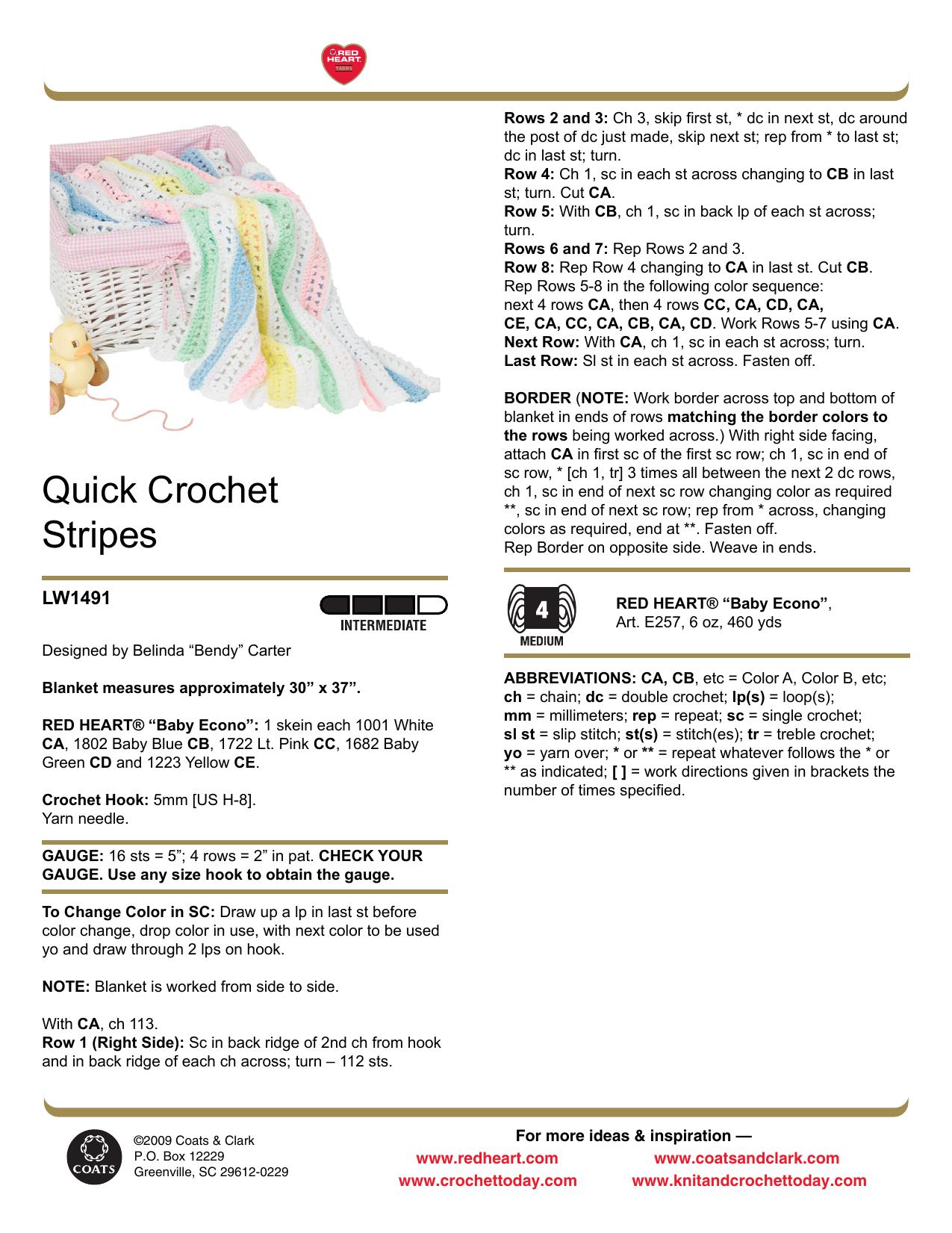 CROCHET by Quick Crochet Stripes Baby Blanket