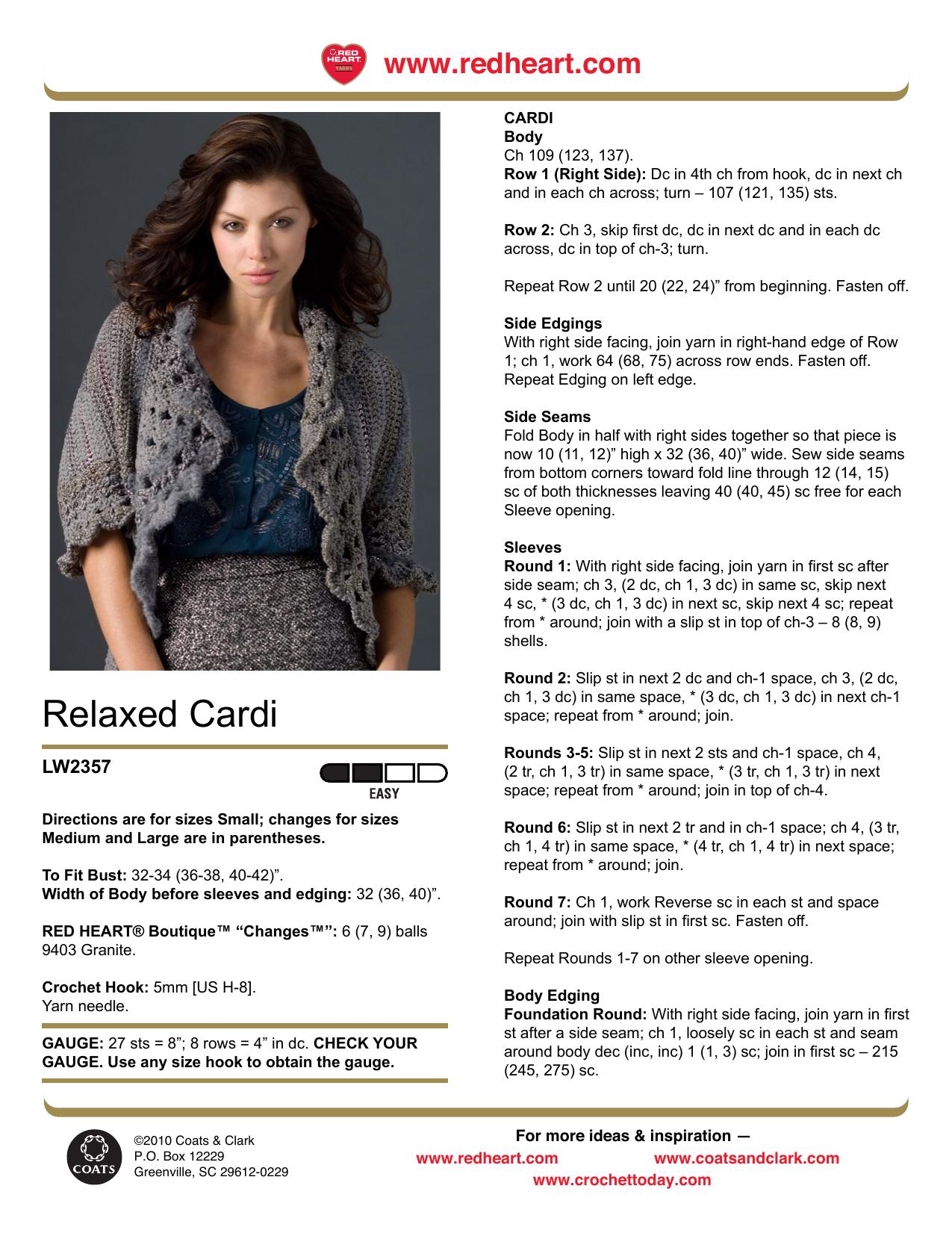 CROCHET by Relaxed Cardi (no button half sleeve)