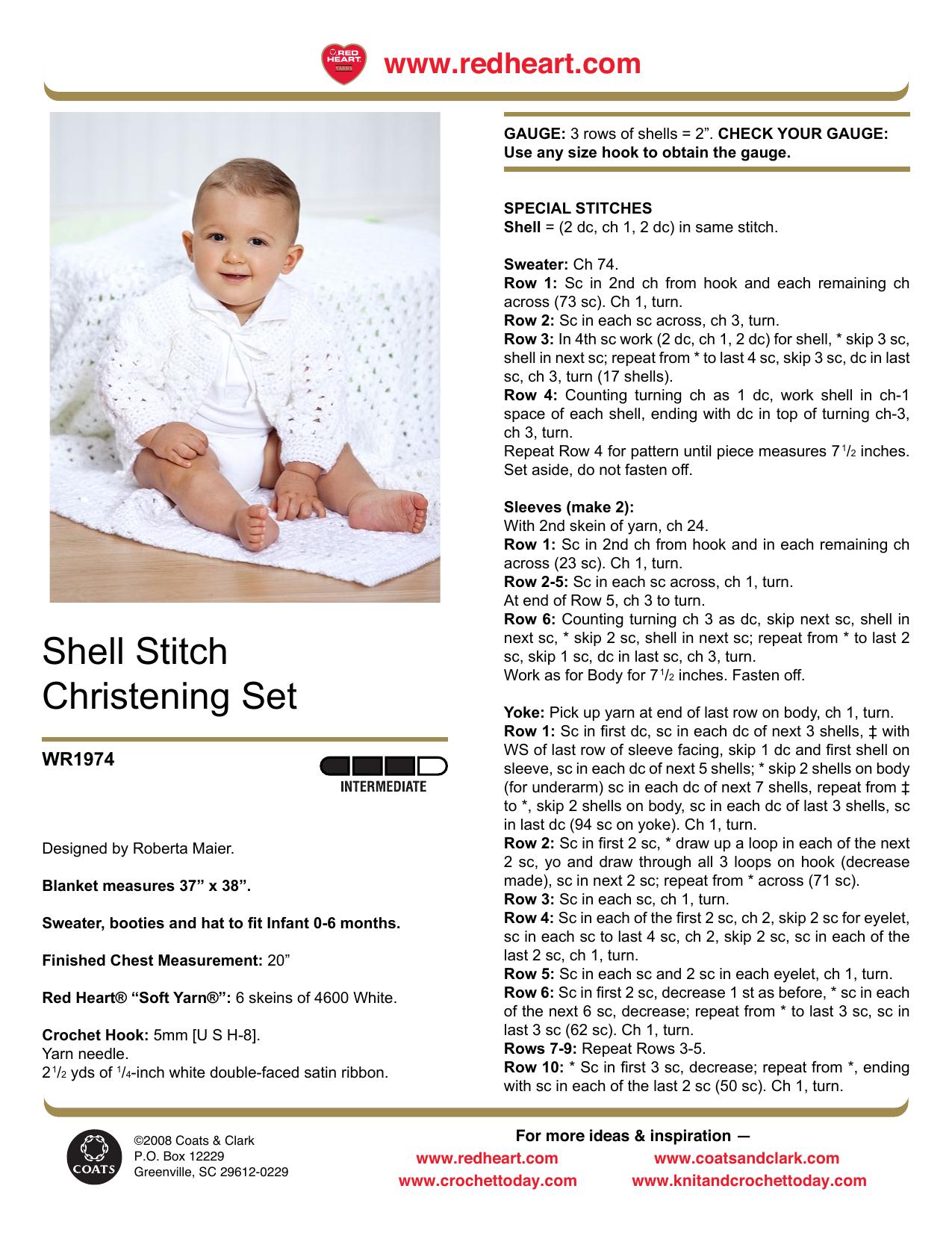 CROCHET by Shell Stitch Christening Set