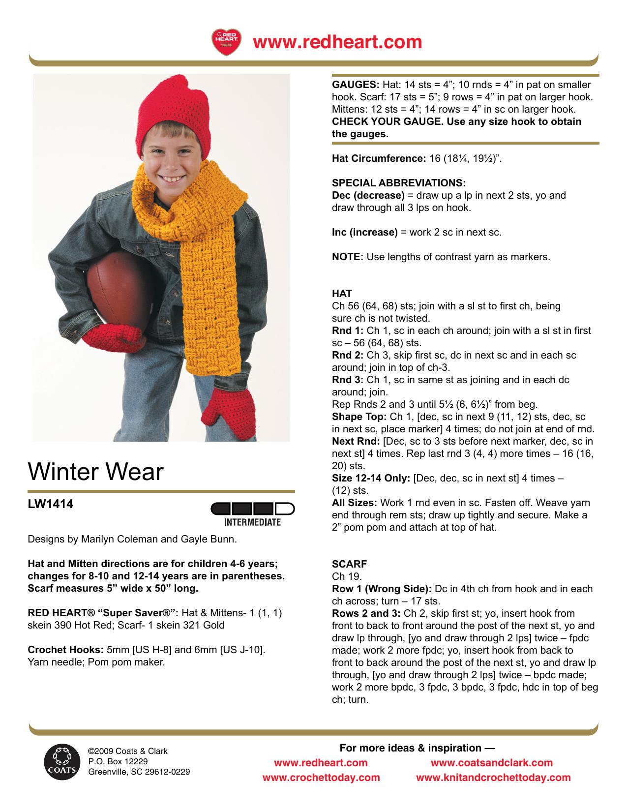 CROCHET by Winter Wear (kid's hat mitten & scarf)
