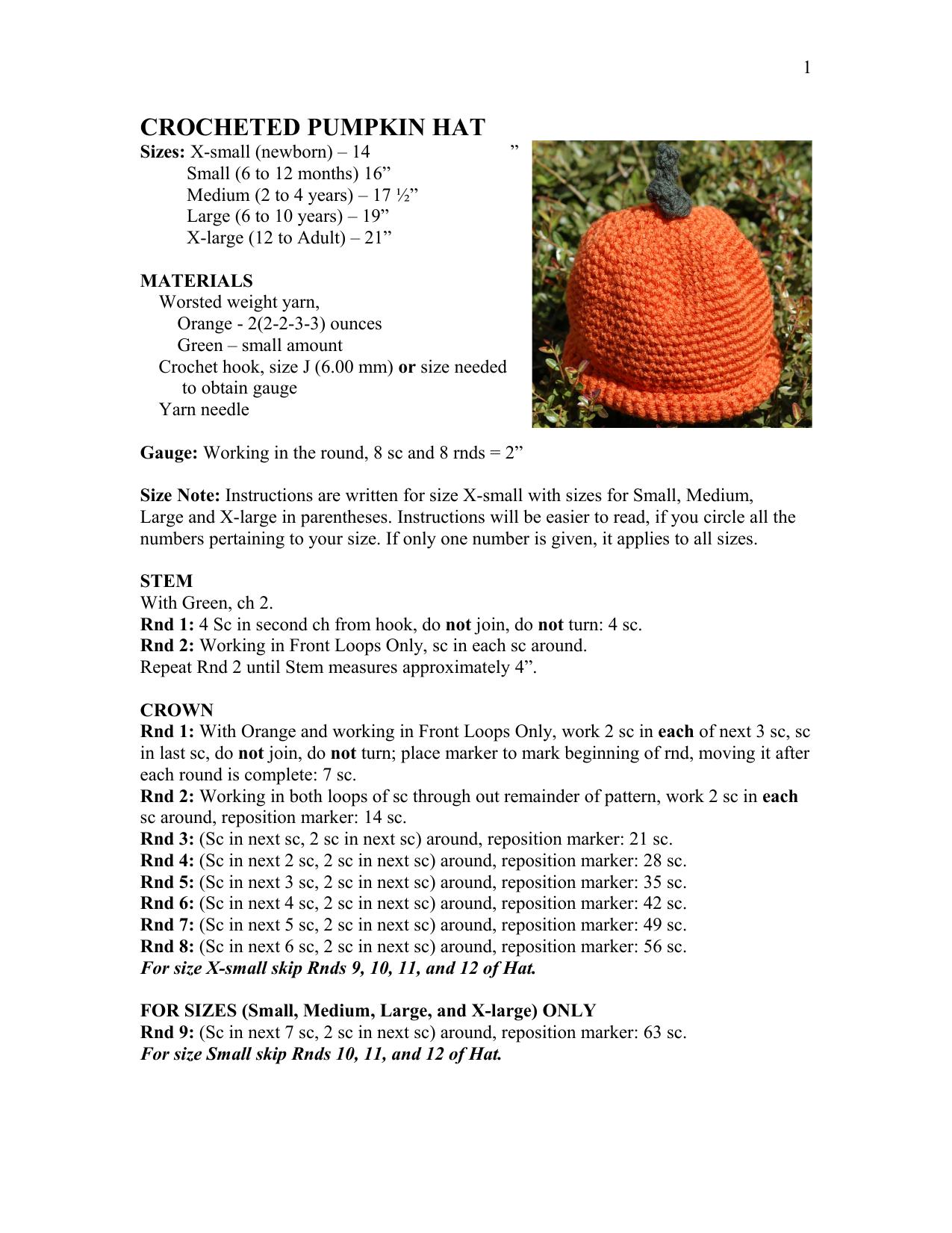 CROCHETED PUMPKIN HAT by Preferred Customer
