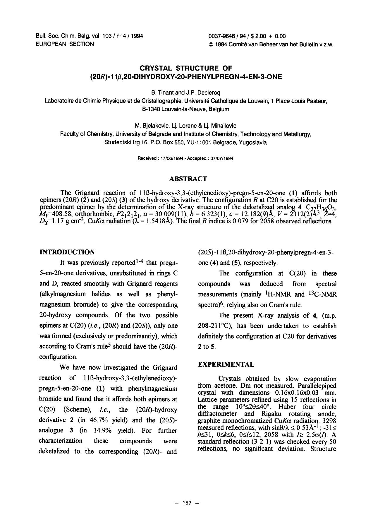 CRYSTAL STRUCTURE OF (20R)11,20DIHYDROXY20PHENYLPREGN4EN3ONE by Unknown