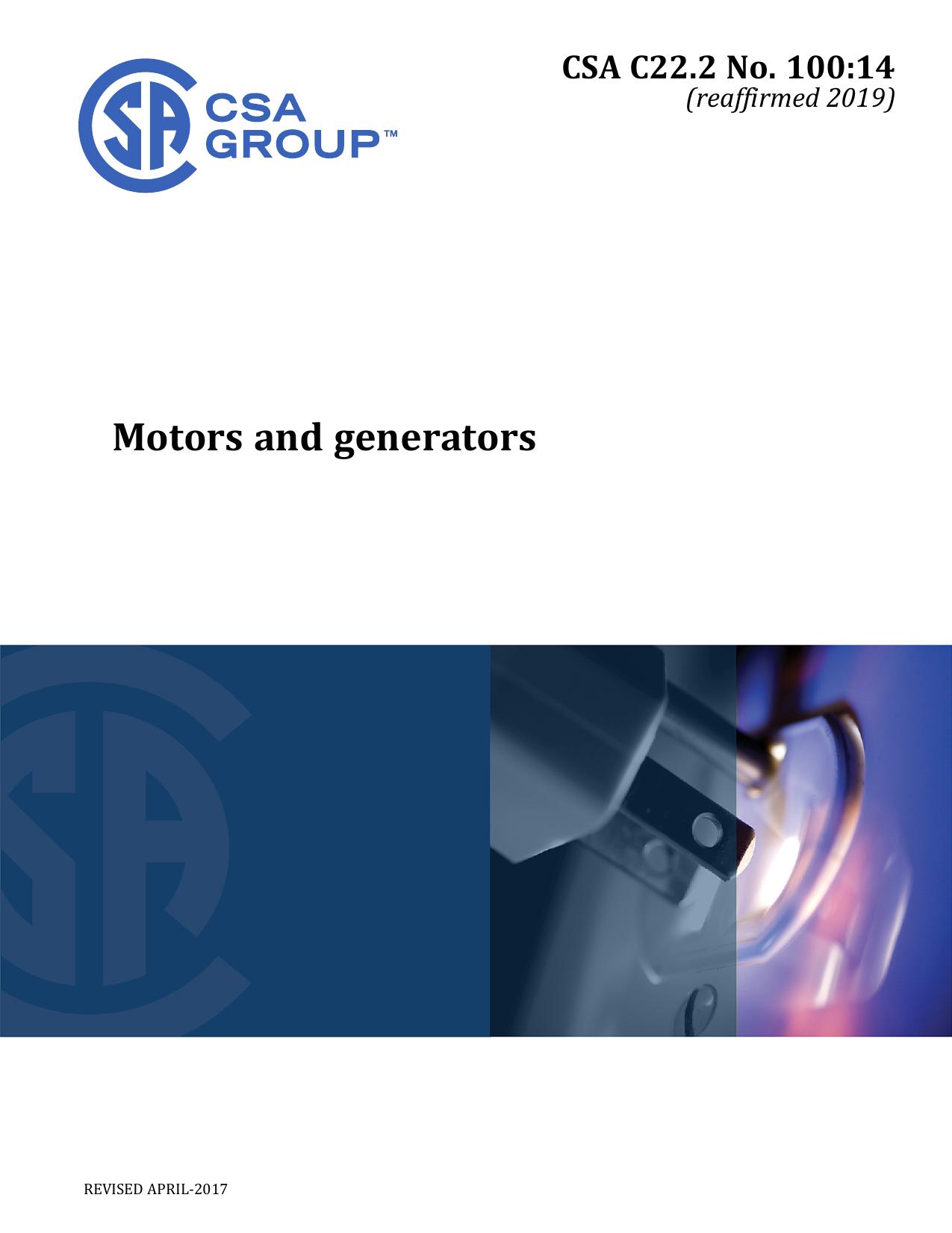 CSA C22.2 No. 100:14, Motors and generators by CSA Group