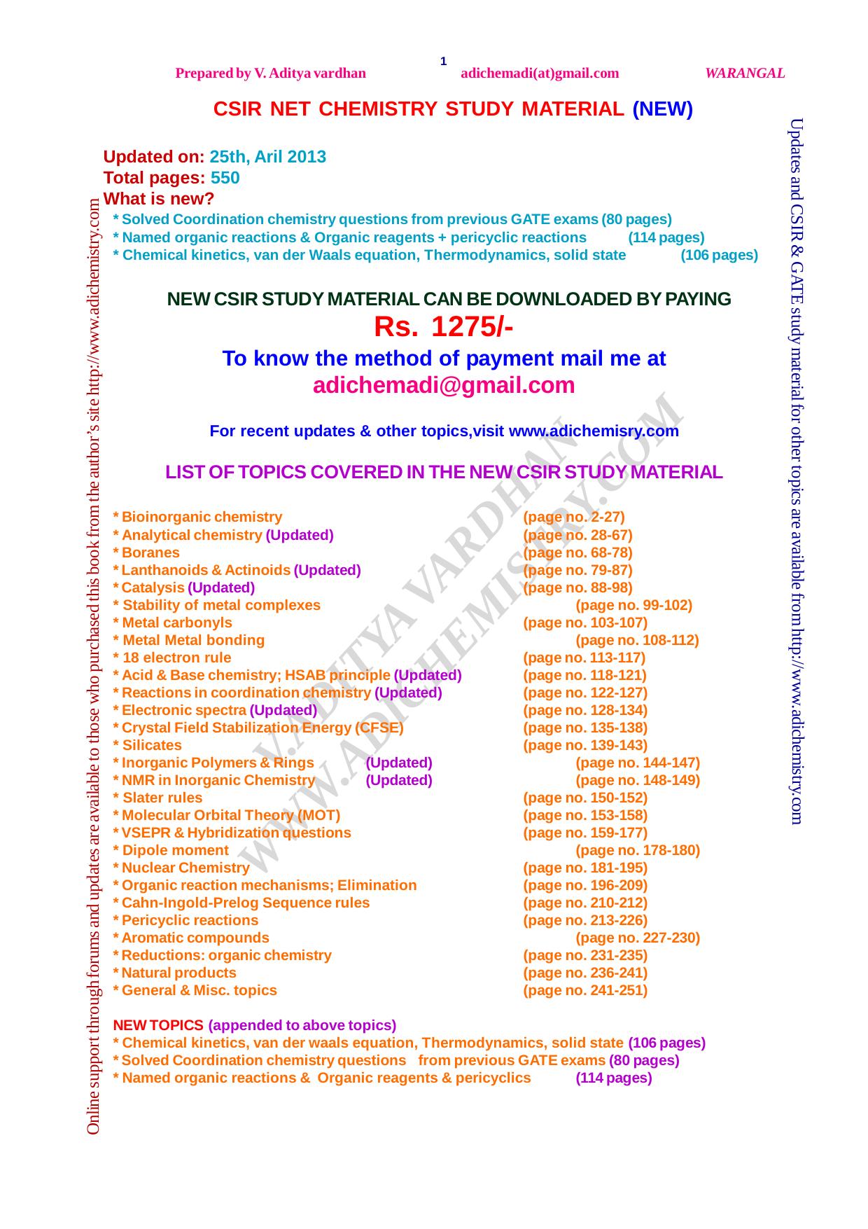 CSIR Complete NOTES April. 2013 by AdiChemistry