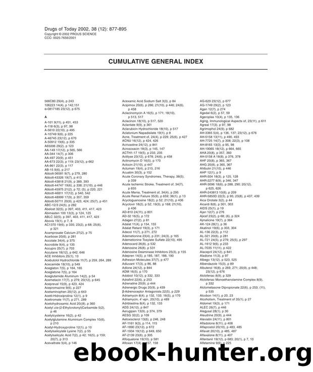 CUMULATIVE GENERAL INDEX by Prous Science (c) 2002