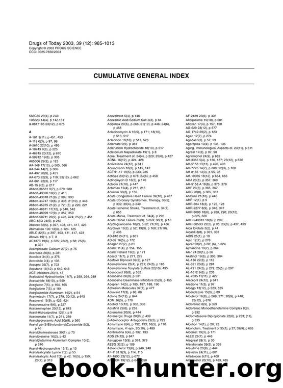 CUMULATIVE GENERAL INDEX by Prous Science (c) 2003