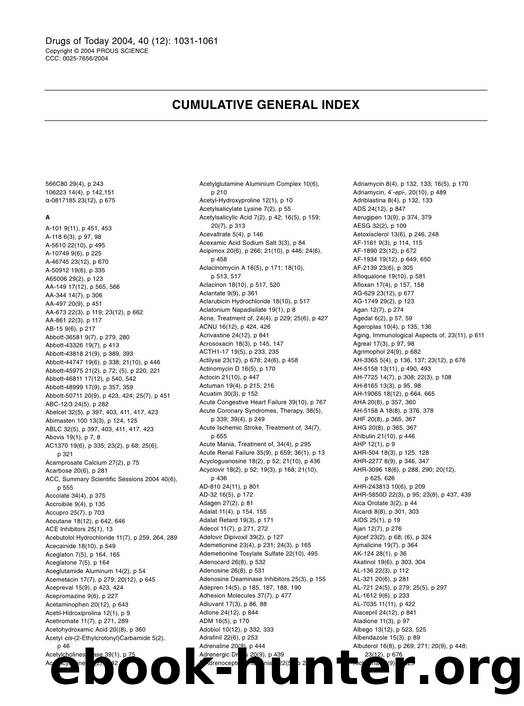 CUMULATIVE GENERAL INDEX by Prous Science (c) 2004