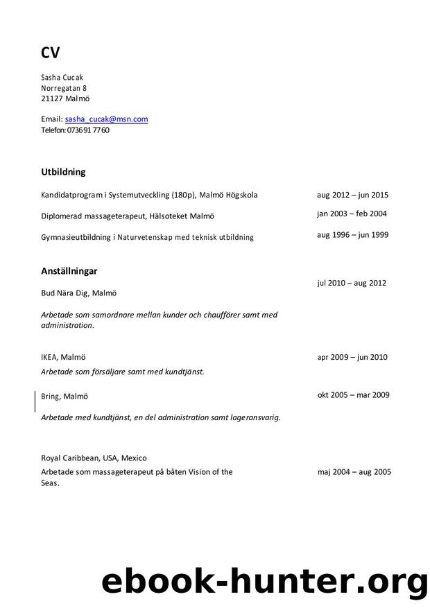 CV by Sasha