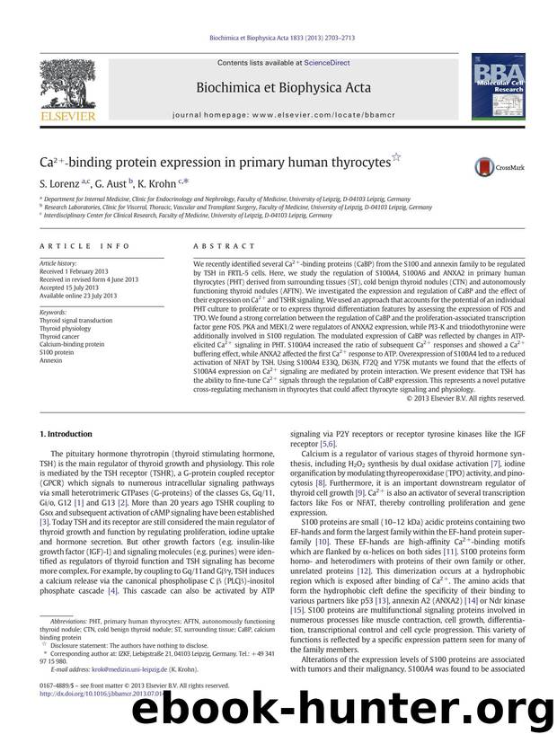 Ca2+-binding protein expression in primary human thyrocytes by S. Lorenz & G. Aust & K. Krohn