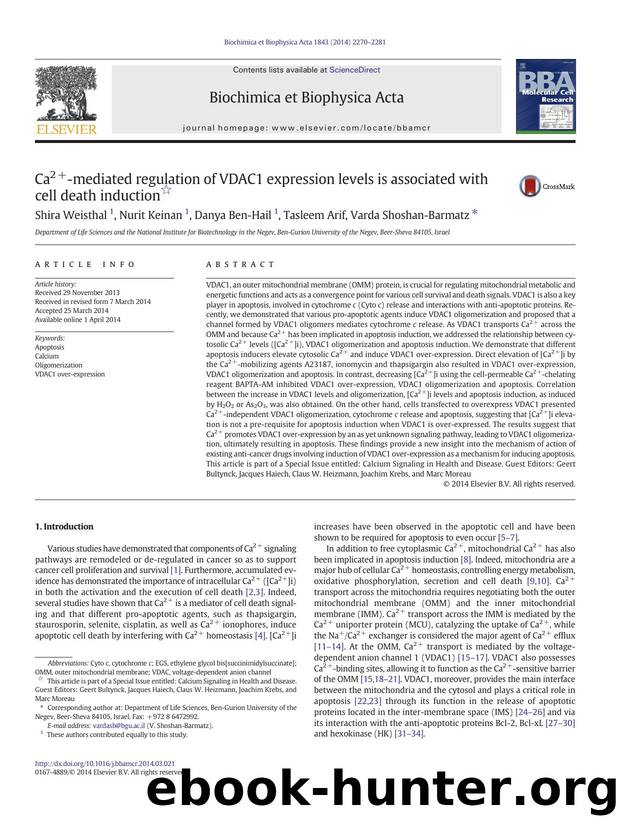 Ca2+-mediated regulation of VDAC1 expression levels is associated with cell death induction by Shira Weisthal & Nurit Keinan & Danya Ben-Hail & Tasleem Arif & Varda Shoshan-Barmatz