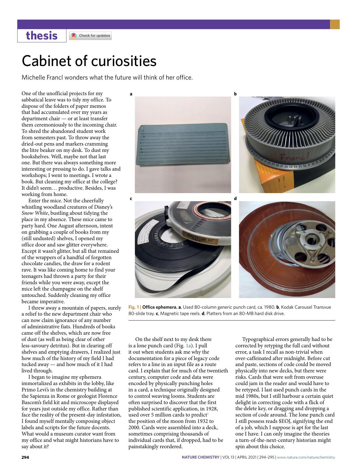 Cabinet of curiosities by Michelle Francl