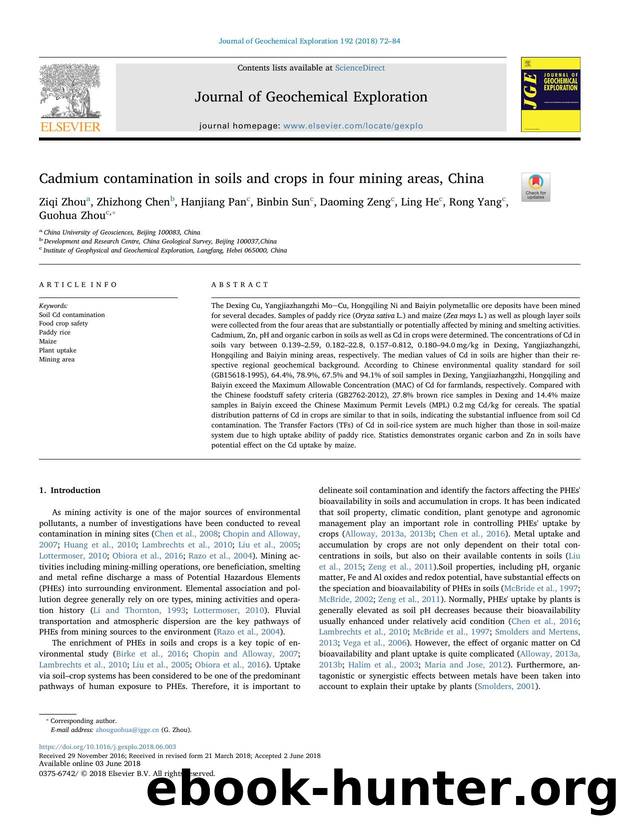Cadmium contamination in soils and crops in four mining areas, China by Ziqi Zhou