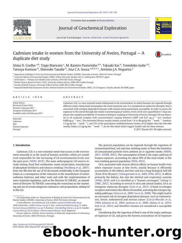 Cadmium intake in women from the University of Aveiro, Portugal â A duplicate diet study by unknow