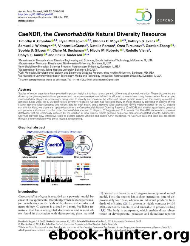 CaeNDR, the Caenorhabditis Natural Diversity Resource by unknow