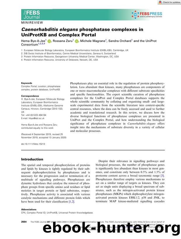 Caenorhabditis elegans phosphatase complexes in UniProtKB and Complex Portal by Unknown