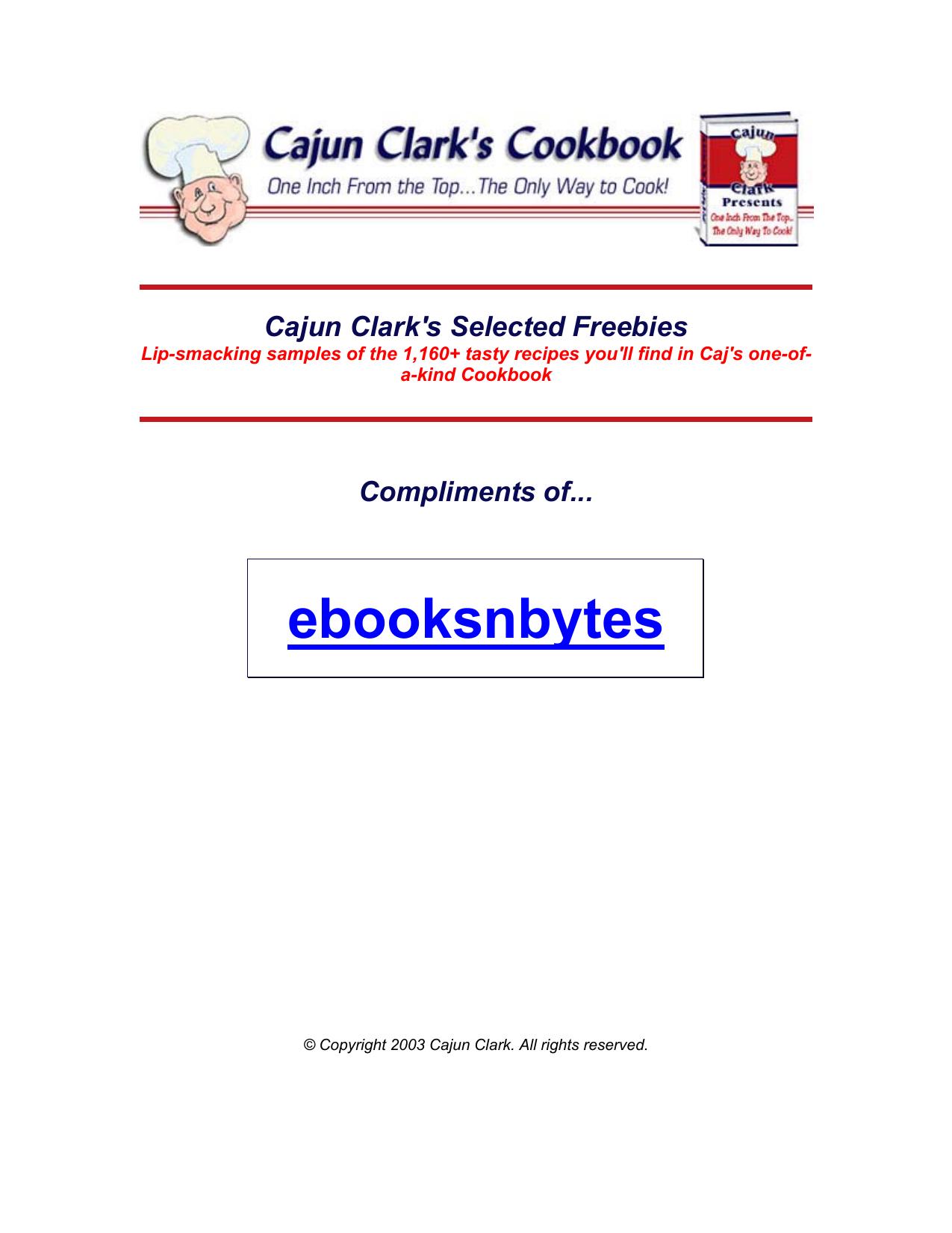 Cajun Clark's Cookbook by Cajun Clark