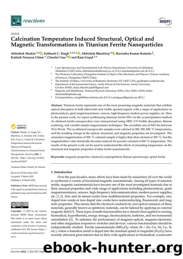 Calcination Temperature Induced Structural, Optical and Magnetic Transformations in Titanium Ferrite Nanoparticles by unknow