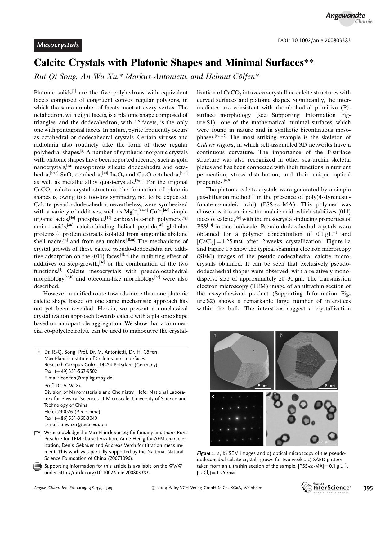 Calcite Crystals with Platonic Shapes and Minimal Surfaces by Unknown