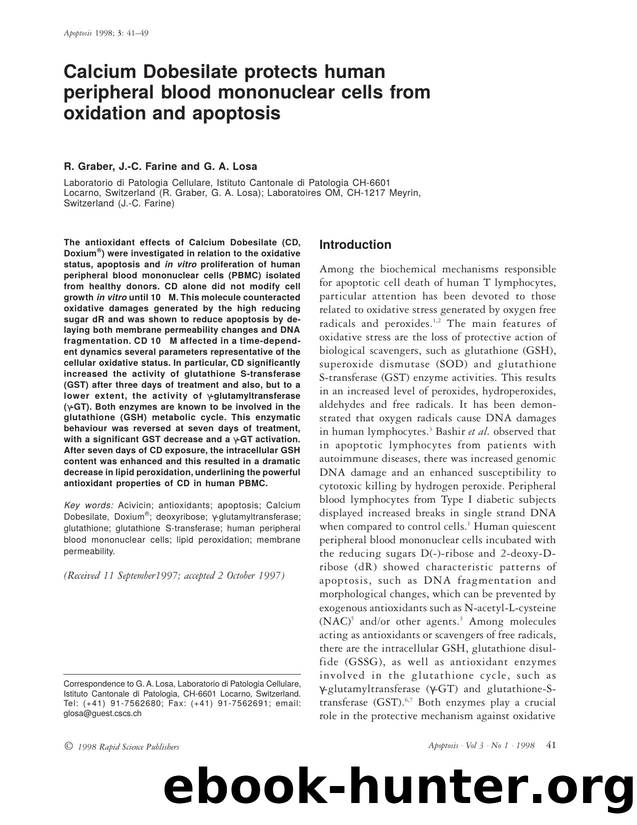 Calcium Dobesilate protects human peripheral blood mononuclear cells from oxidation and apoptosis by Unknown