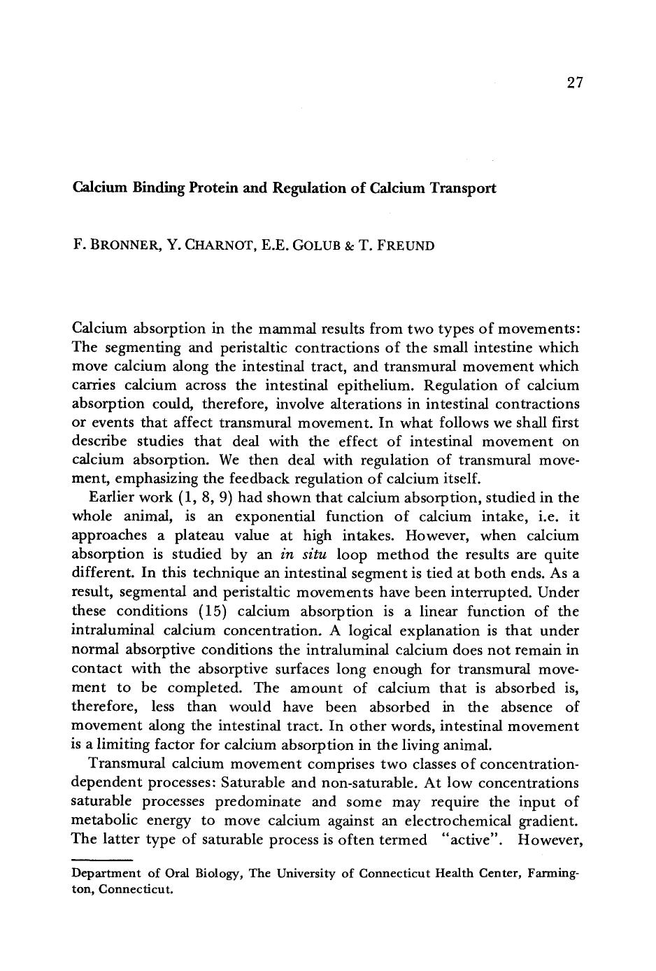 Calcium binding protein and regulation of calcium transport by Unknown